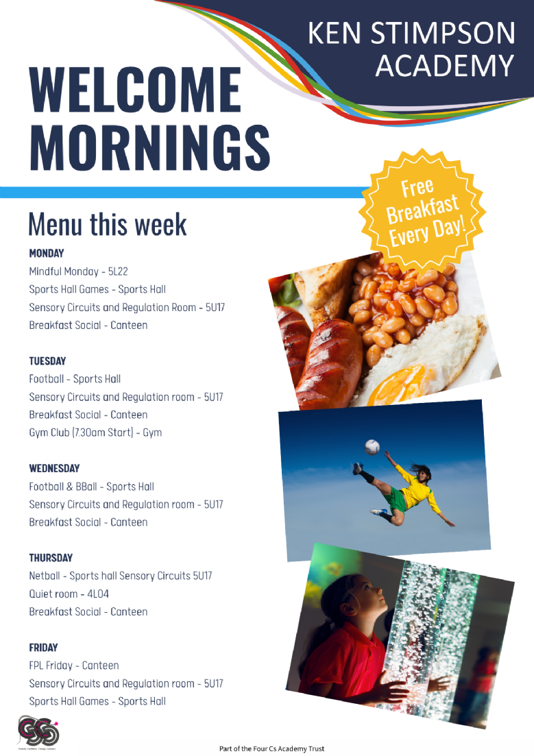 Graphic of timetable of morning events