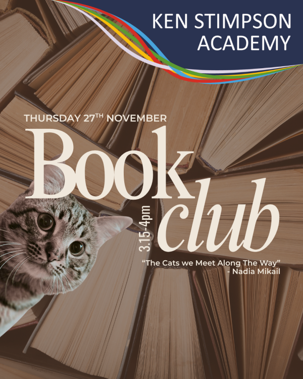 photograph of books with a cat and the summarised text from the description